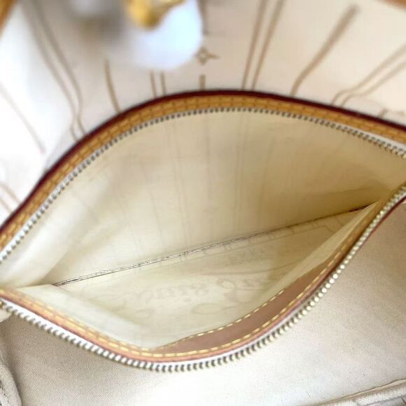 Louis Vuitton Neverfull PM Damier Azure Damier Azure Leather ×PVC White Tote - Picture 6 of 15